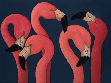 FIVE FLAMINGOS - Canvas Painting by NOVOCUADRO ART COMPANY - view 2